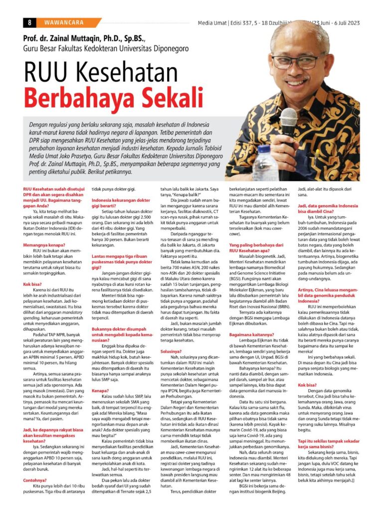 RUU Kesehatan Berbahaya Sekali